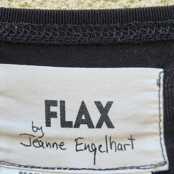 FLAX by Jeanne Englehart Women's Top Large Black Stretch Long Sleeve Minimalist - Picture 3 of 11